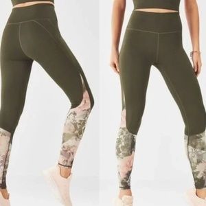 Fabletics Stella PowerHold Mesh HighRise Active Legging Olive Secret Garden Mesh